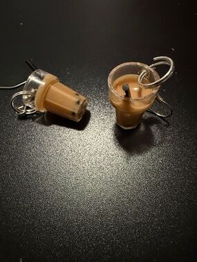 Mini Boba Tea Dangle Earrings - Beige